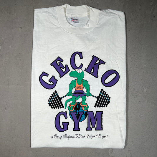1987 Gecko Gym Hawaii White Tee Size Large USED v19216