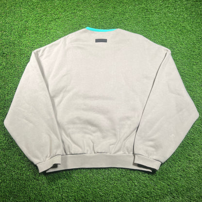Essentials FOG Fear of God Stone Crewneck w/ Teal Collar Size Medium NEW x16149
