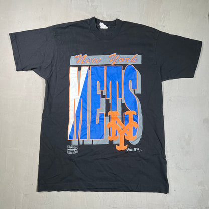 1994 New York Mets Black Big Logo Tee SIze XL USED v19347