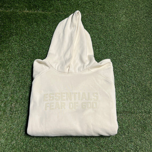 Fear of God FOG Essentials Cream Hoodie Size XXL USED x13362