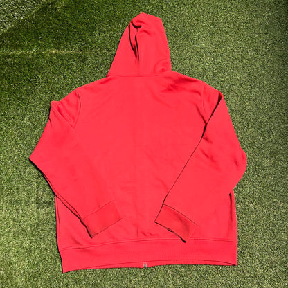 Polo Ralph Lauren Classic Red Hoodie Blue Logo Size XL USED v16330