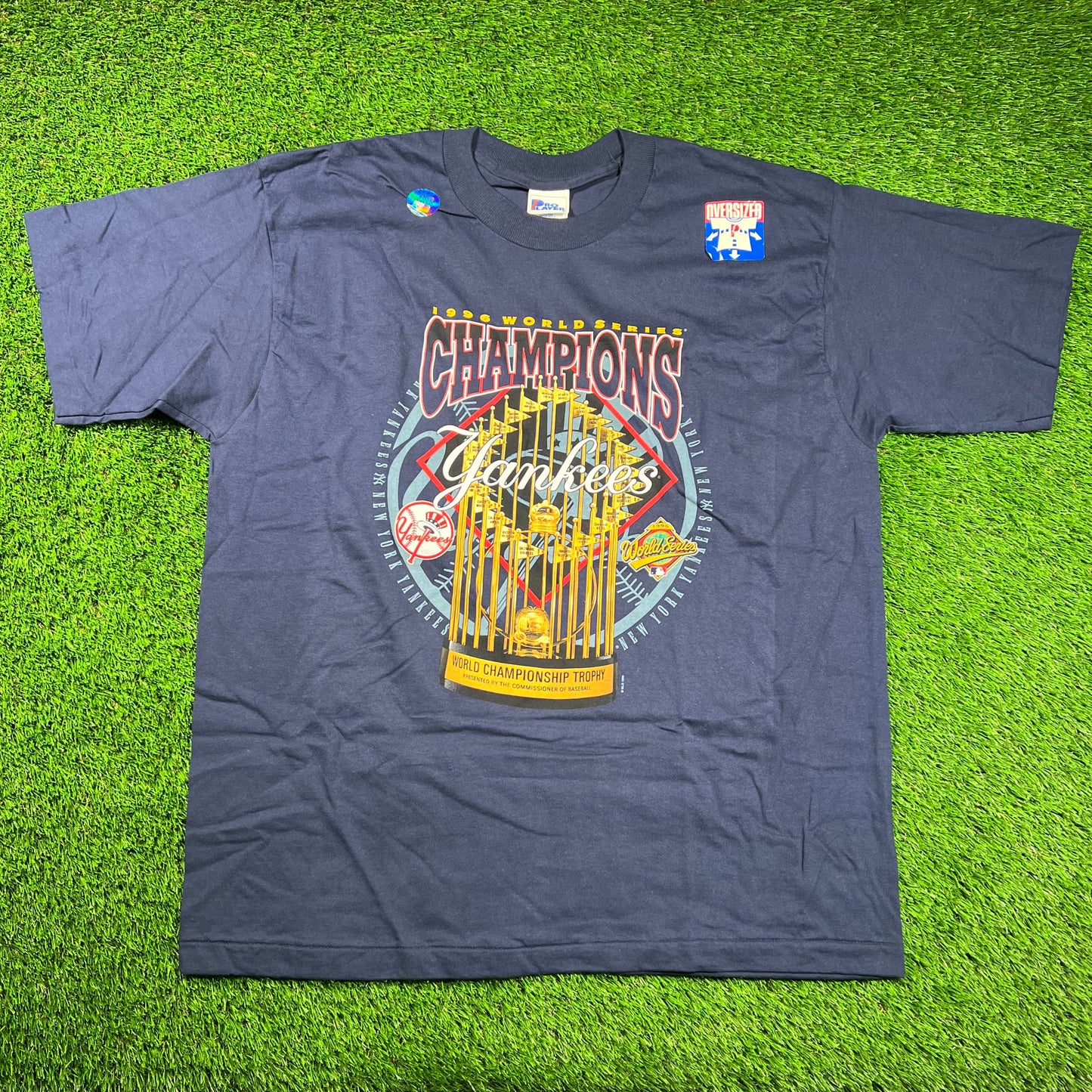 1996 Yankees World Champs Trophy Series Navy Blue Tee Size XL NEW v18527