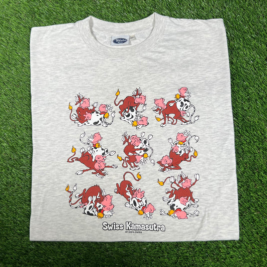 1990s Cows Swiss Kamasutra Grey Tee Size XL USED v17165