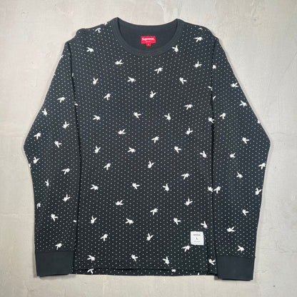 Supreme Playboy Waffle Thermal Black (2017) Size Large USED x17359