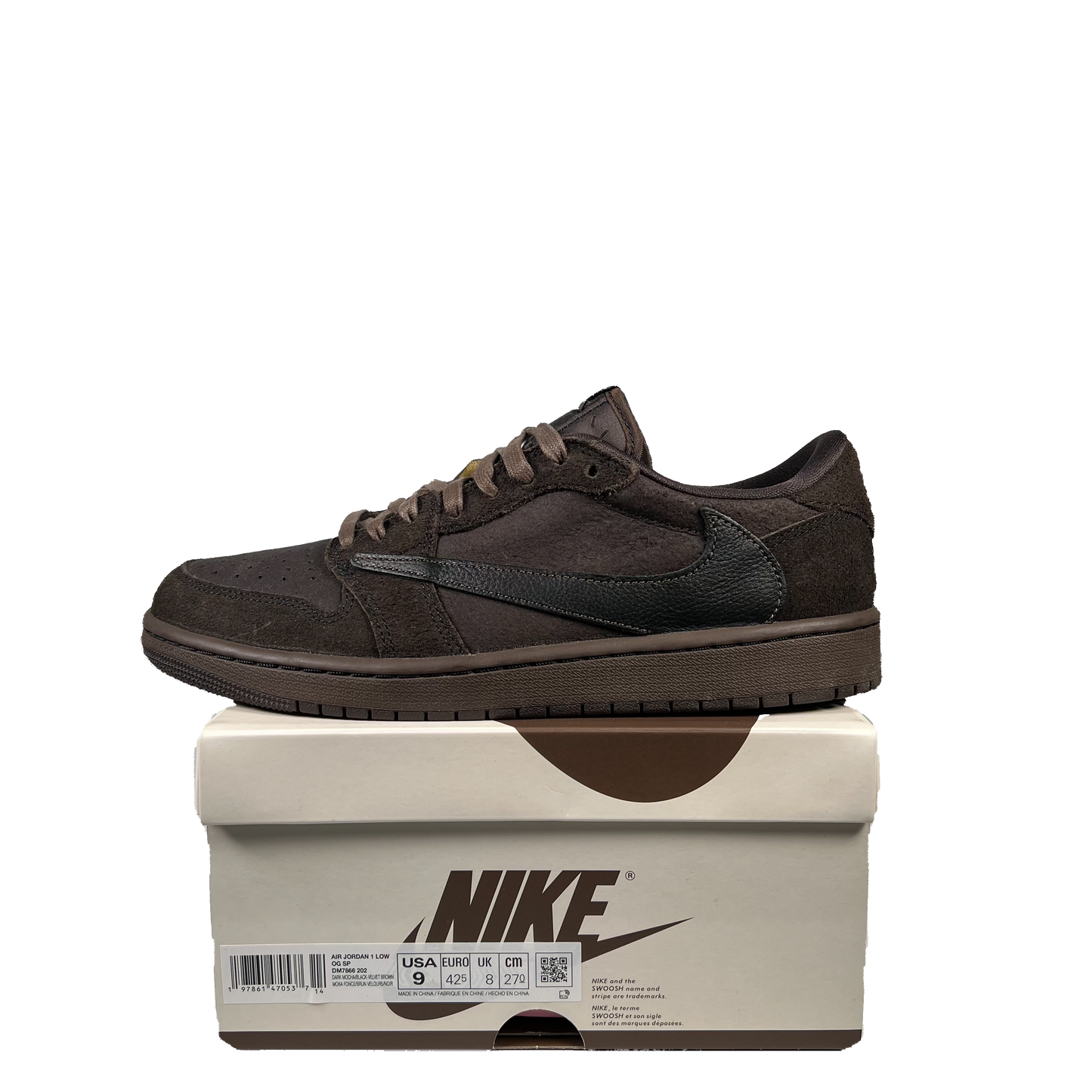 Jordan 1 Low Travis Scott Velvet Brown (2024) Size 9 USED s20246