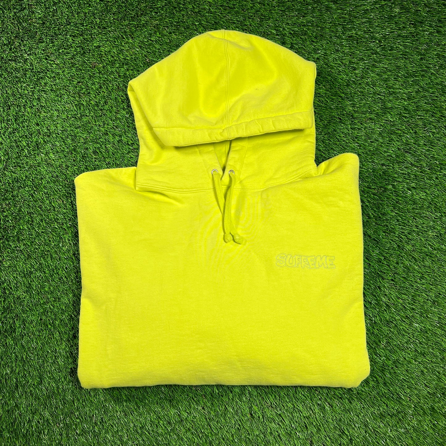 Supreme Smurfs Hooded Sweatshirt Acid Green (2020) Size Large USED x16515