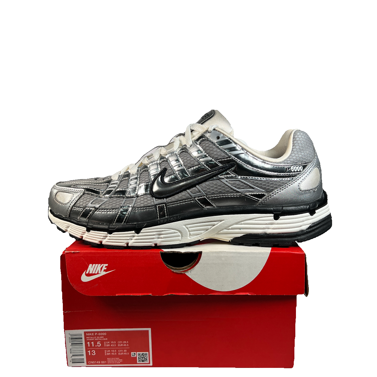 Nike P-6000 Metallic Silver (2023) Size 11.5 USED s23001