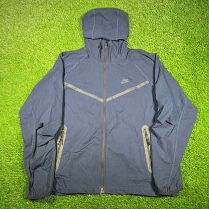 Nike Navy Nylon Windbreaker Hoodie Size Large USED v16990