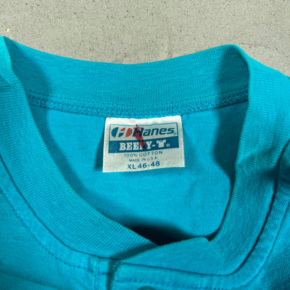 1990s Harley Davidson Blue Henley Tee Size XL USED v19434