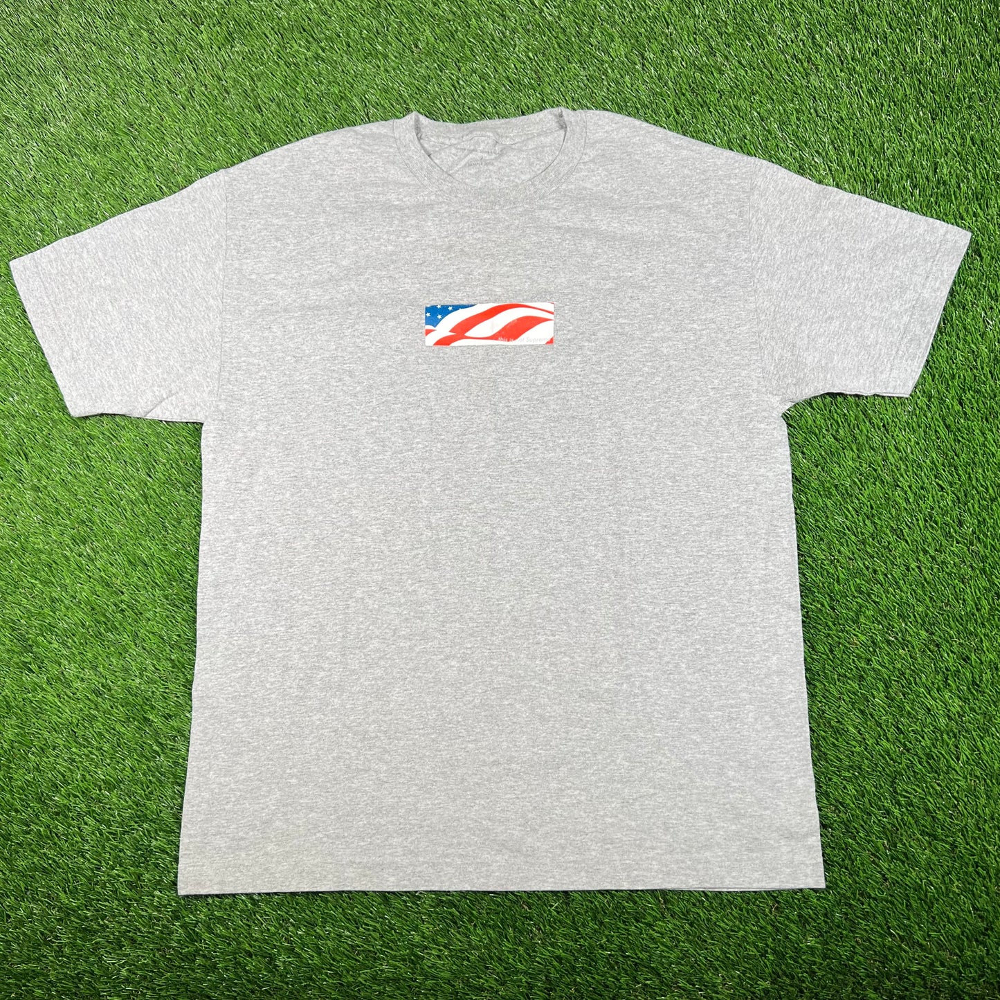 This Is Not Supreme Flag Logo Grey Tee Size Large USED x15879