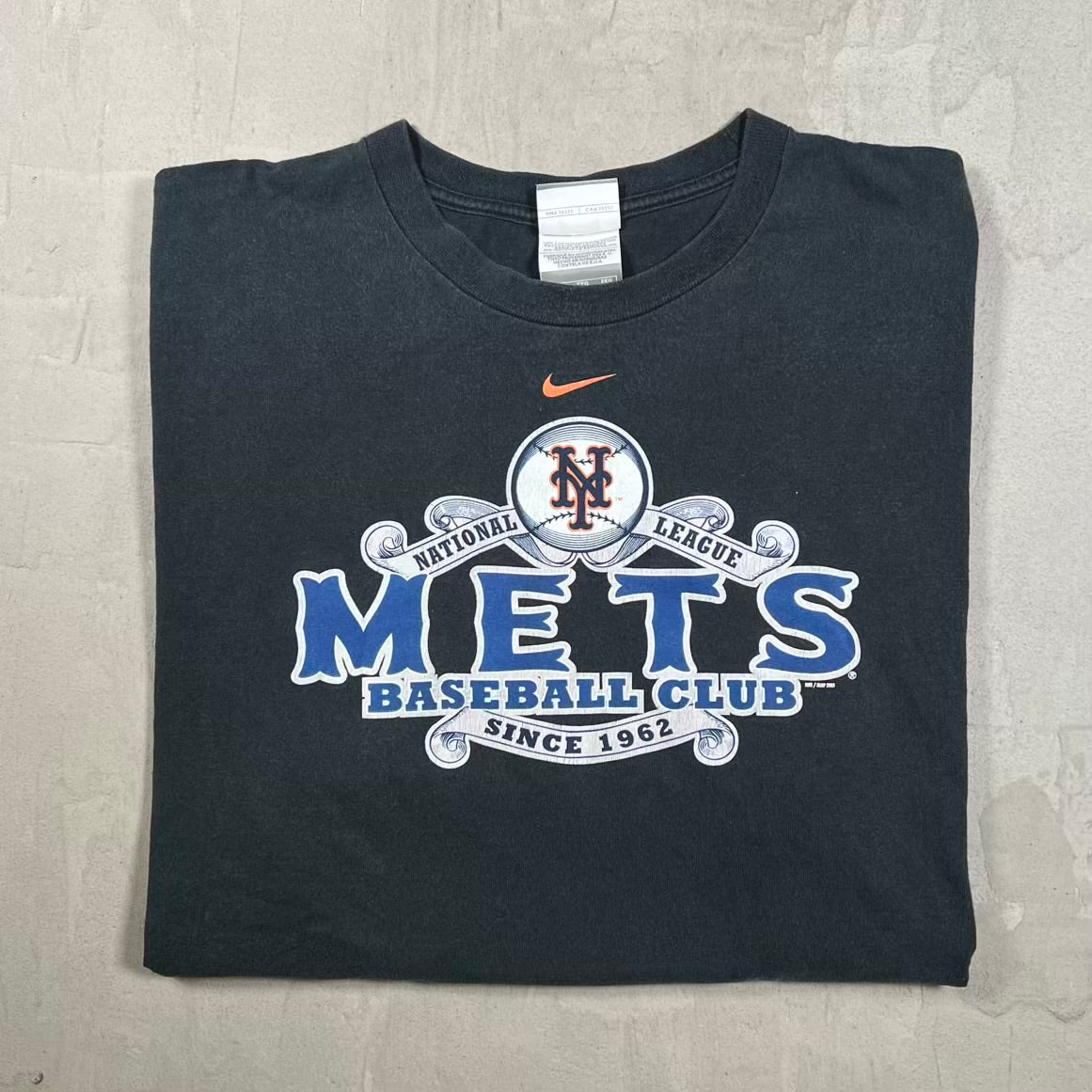 2005 Nike Mets Baseball Club Washed Black Tee Size XXL USED v20412