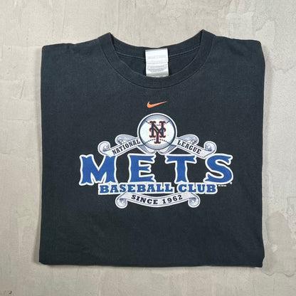 2005 Nike Mets Baseball Club Washed Black Tee Size XXL USED v20412
