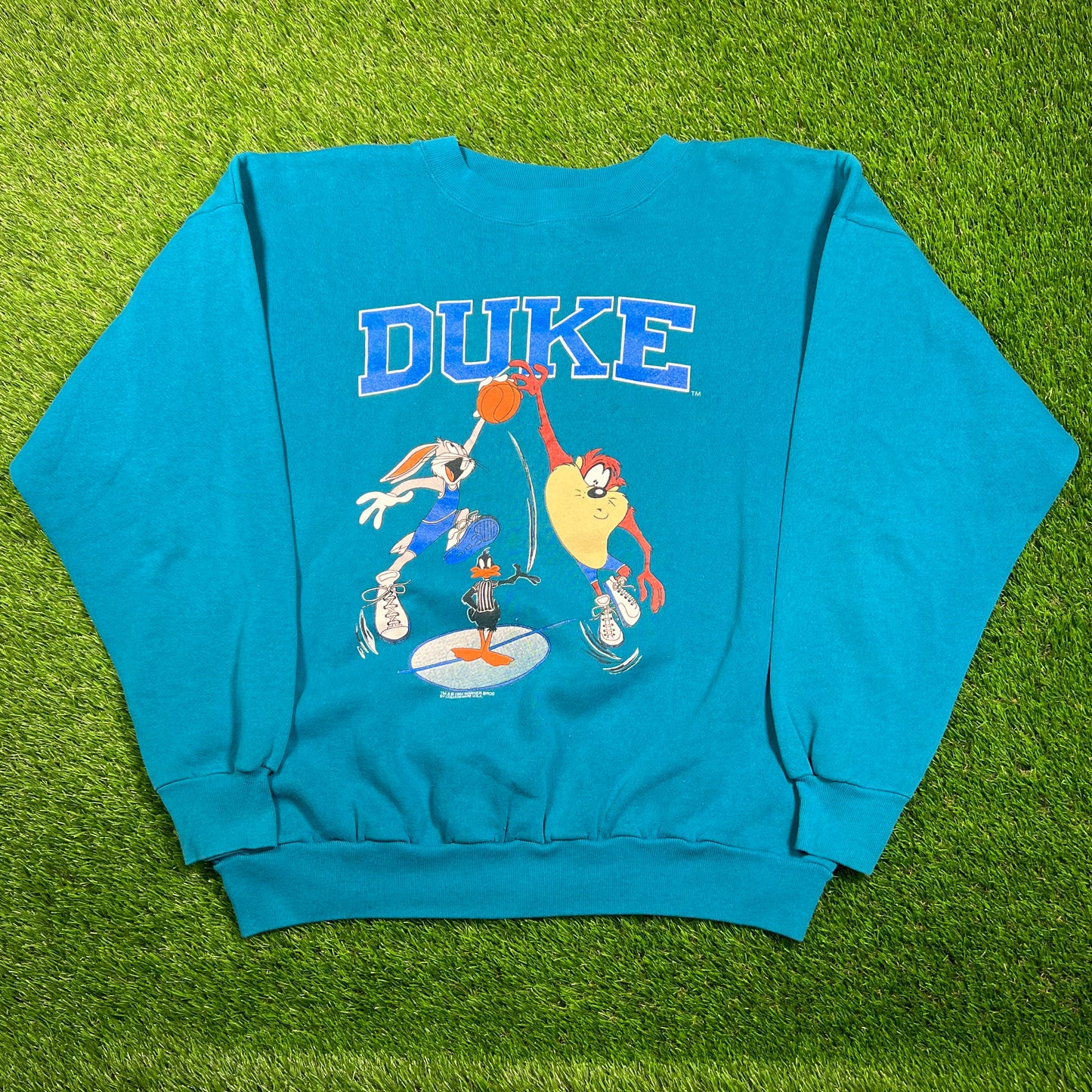 1990s Looney Tunes Duke Teal Crewneck SIze XXL USED v18787