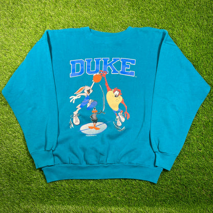 1990s Looney Tunes Duke Teal Crewneck SIze XXL USED v18787