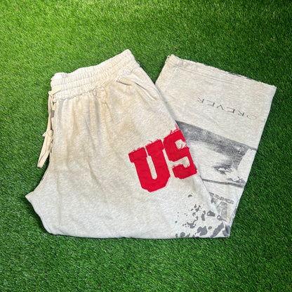 Vale Forever Valley Dreams White Cheetah Sweatpants Size XL USED x16878