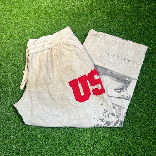 Vale Forever Valley Dreams White Cheetah Sweatpants Size XL USED x16878