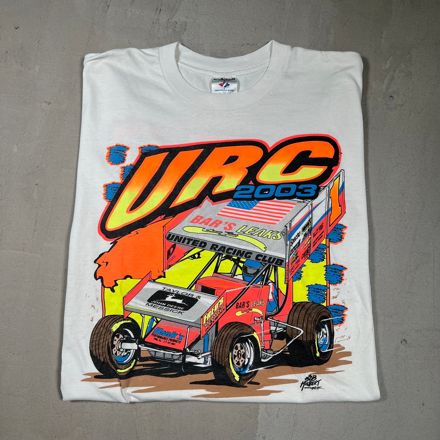 2003 URC White Drag Racing Tee Size XL USED v17343