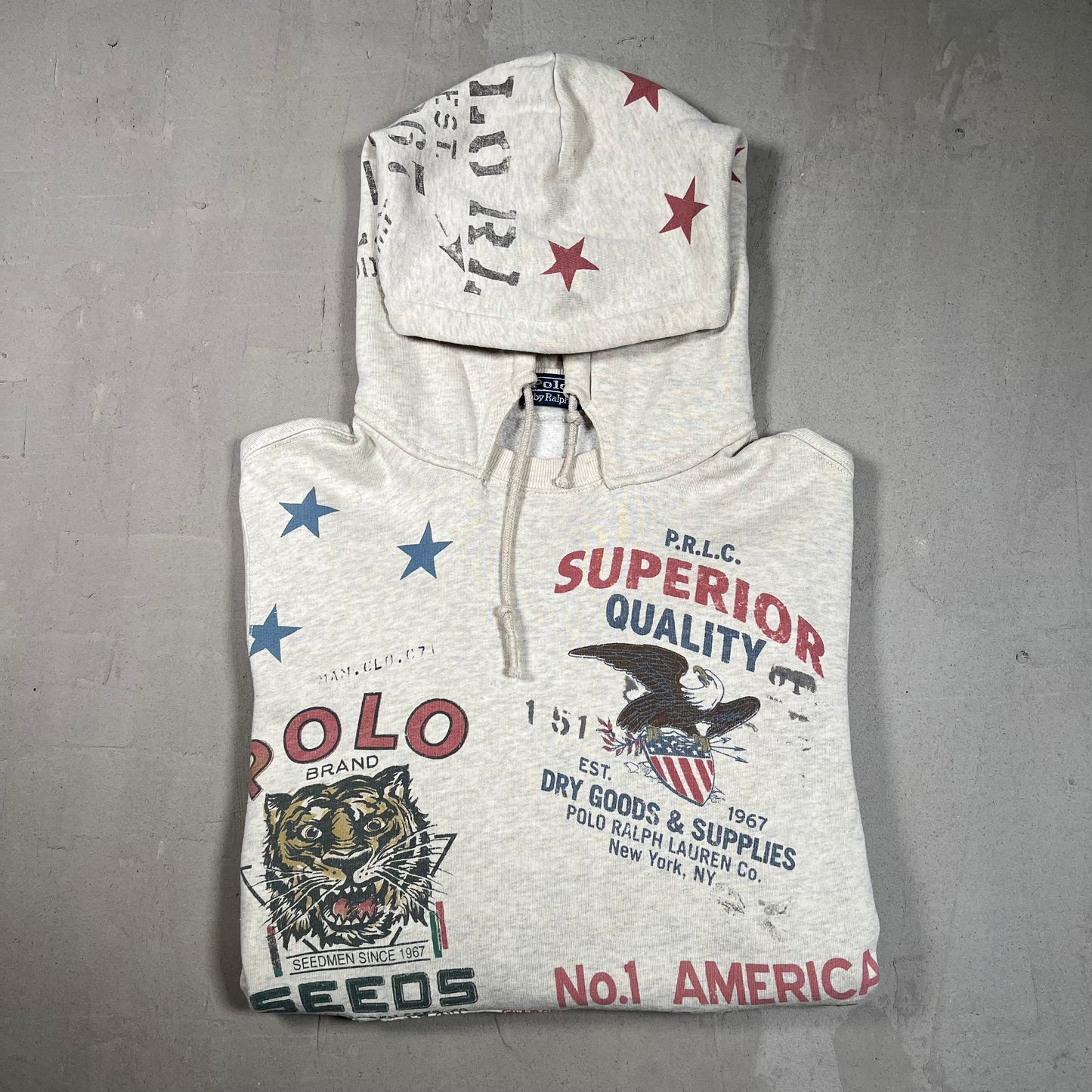 Y2K Polo Ralph Lauren Saranac Lake AOP Hoodie Size Medium USED v19036