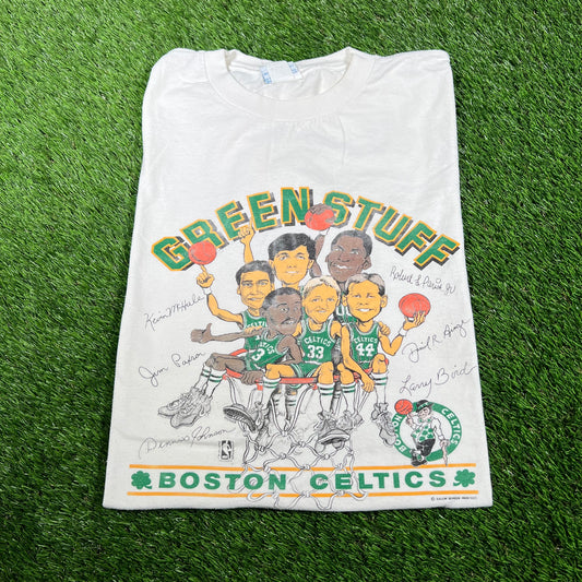 1980s Boston Celtics Cartoon Team Tee Size XL USED v16711