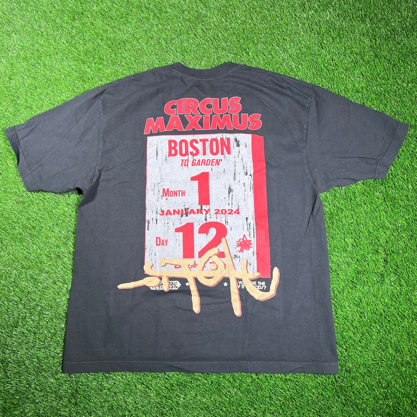 Travis Scott Circus Maximus Boston Black Tee Size XL USED x16092