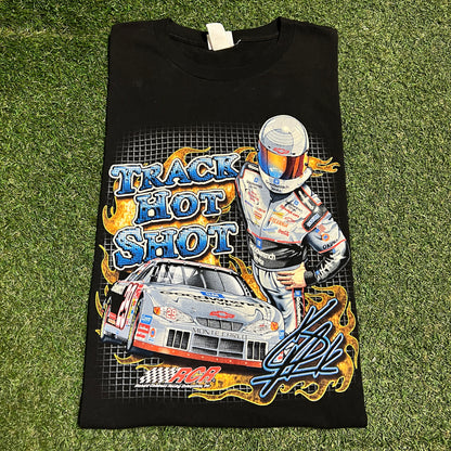 Y2K Track Hot Shot Racing Black Tee Size XL USED v16453