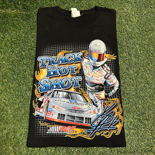 Y2K Track Hot Shot Racing Black Tee Size XL USED v16453