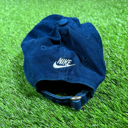 1990s Nike White Check Blue Corduroy Hat Size One Size USED v16812