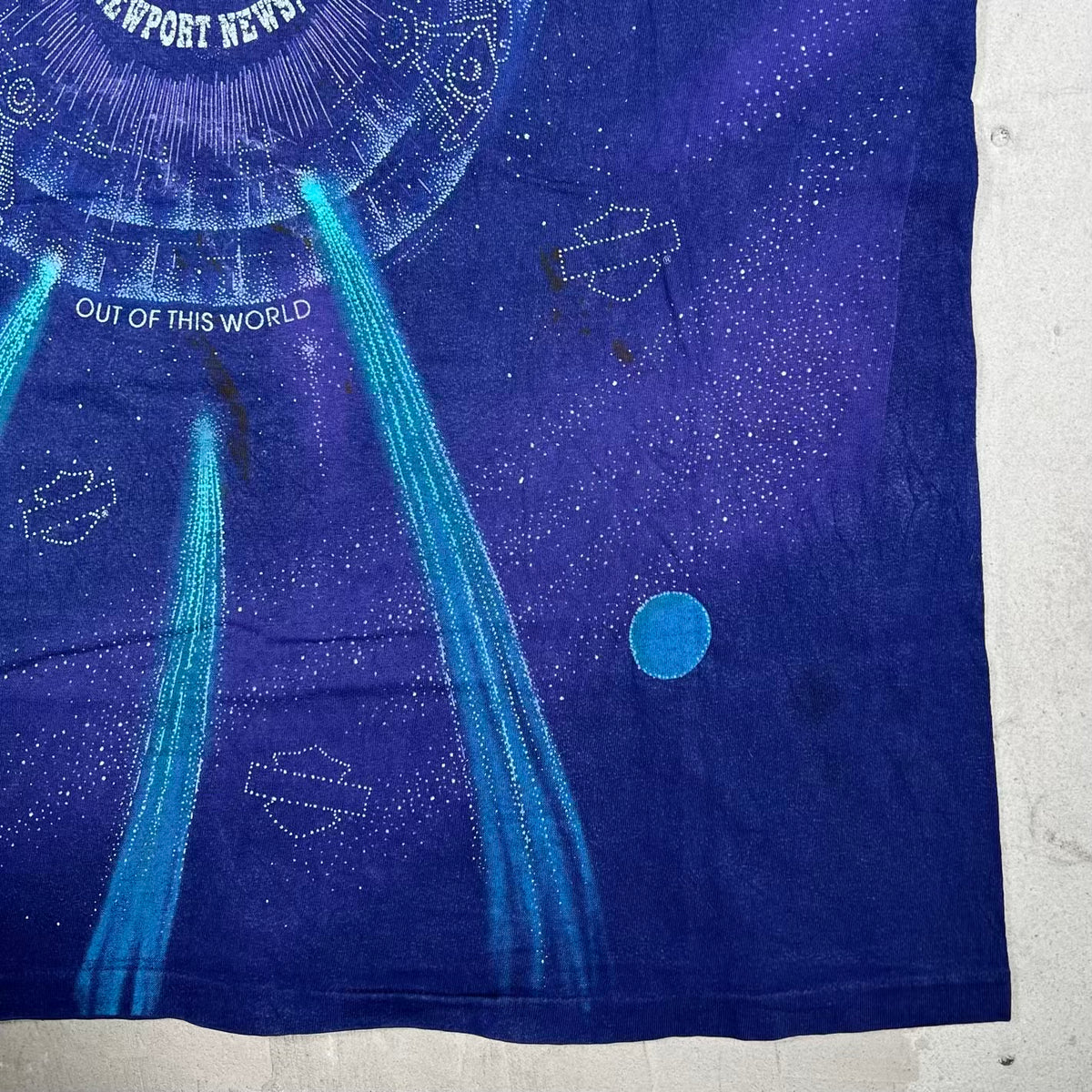 1995 Harley Davidson Out of This World Galaxy Purple AOP Tee Size XL USED v20049