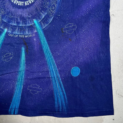1995 Harley Davidson Out of This World Galaxy Purple AOP Tee Size XL USED v20049