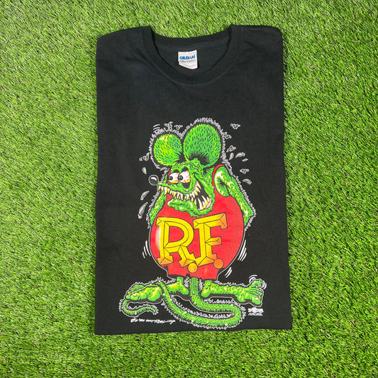 2008 Rat Fink Black Tee Size Large USED v16624