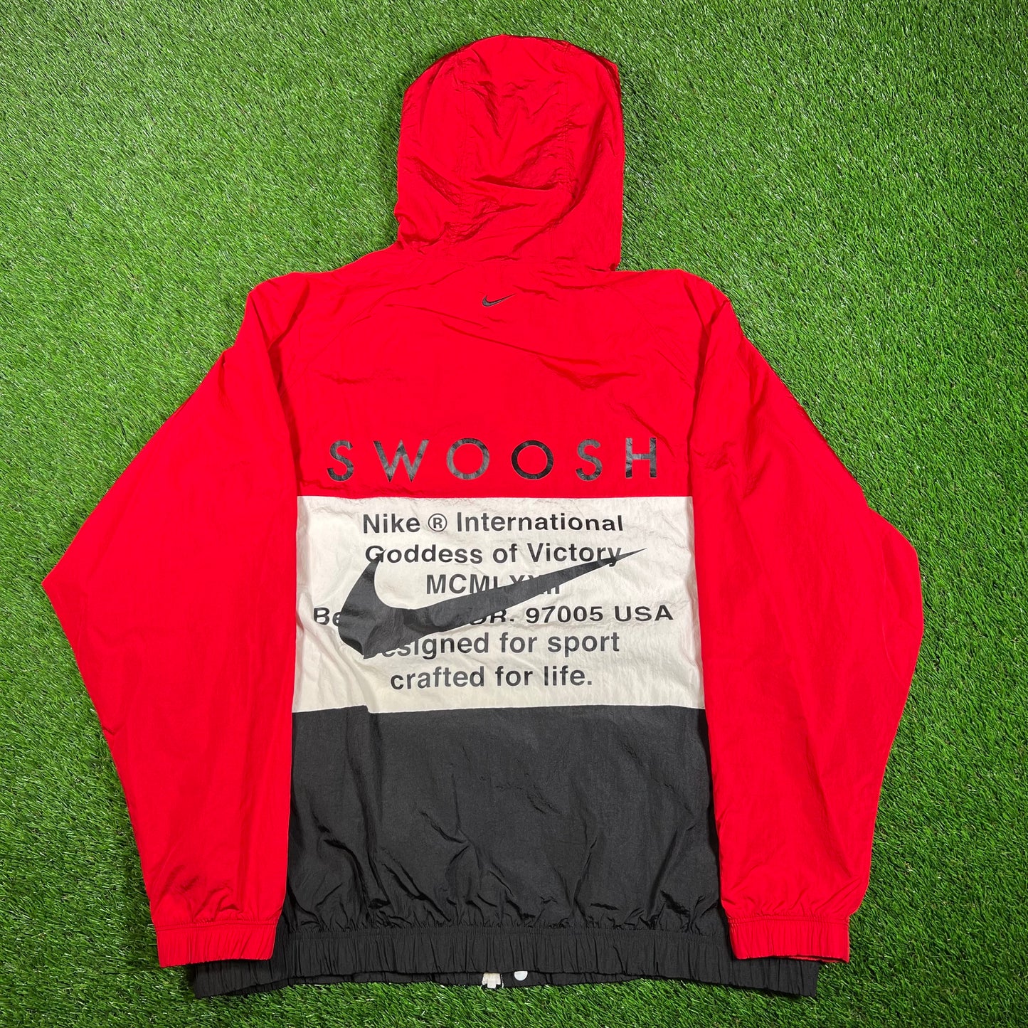 Nike White/Black/Red Double Swoosh Winbreaker Size XXL USED v17919