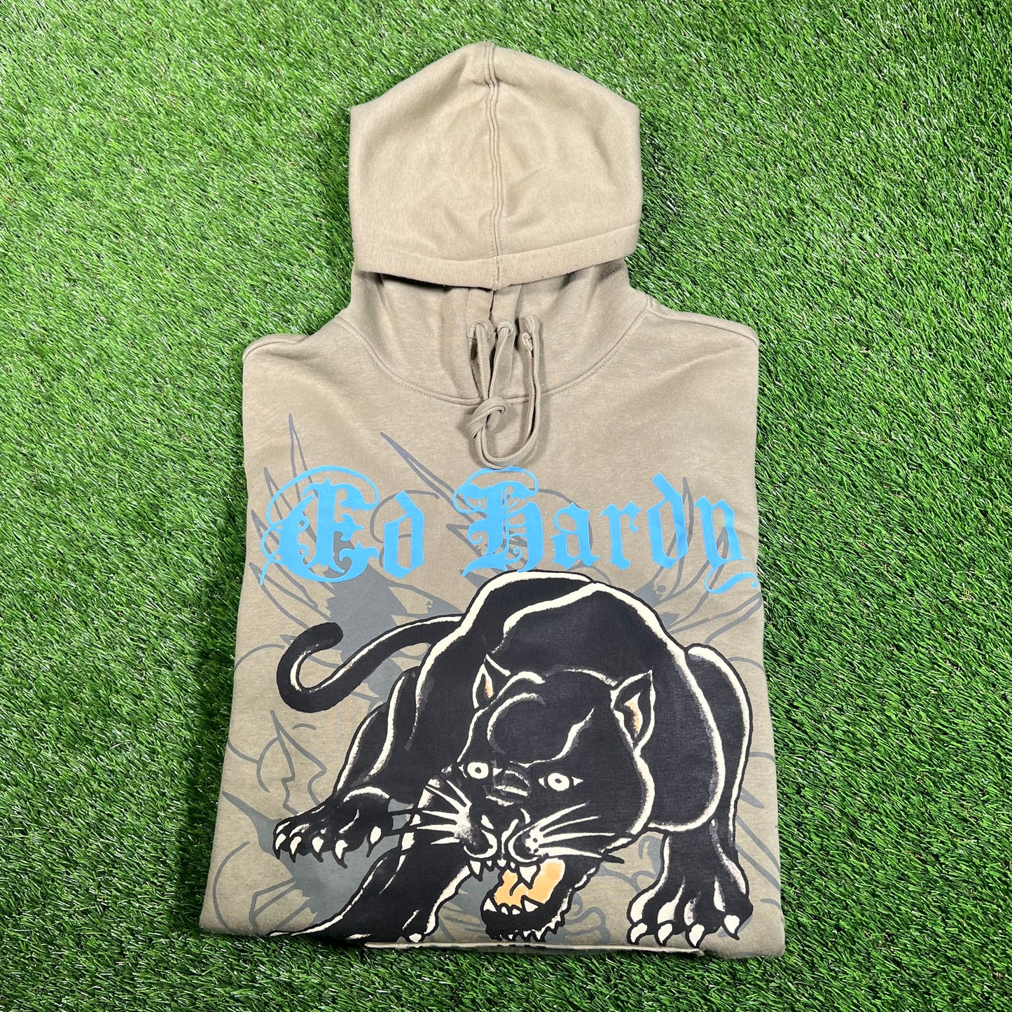 Ed Hardy Olive Panther Hoodie Size Small USED v18171