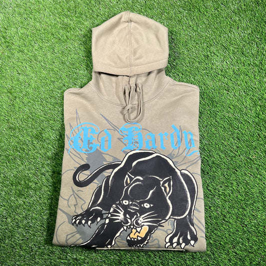 Ed Hardy Olive Panther Hoodie Size Small USED v18171