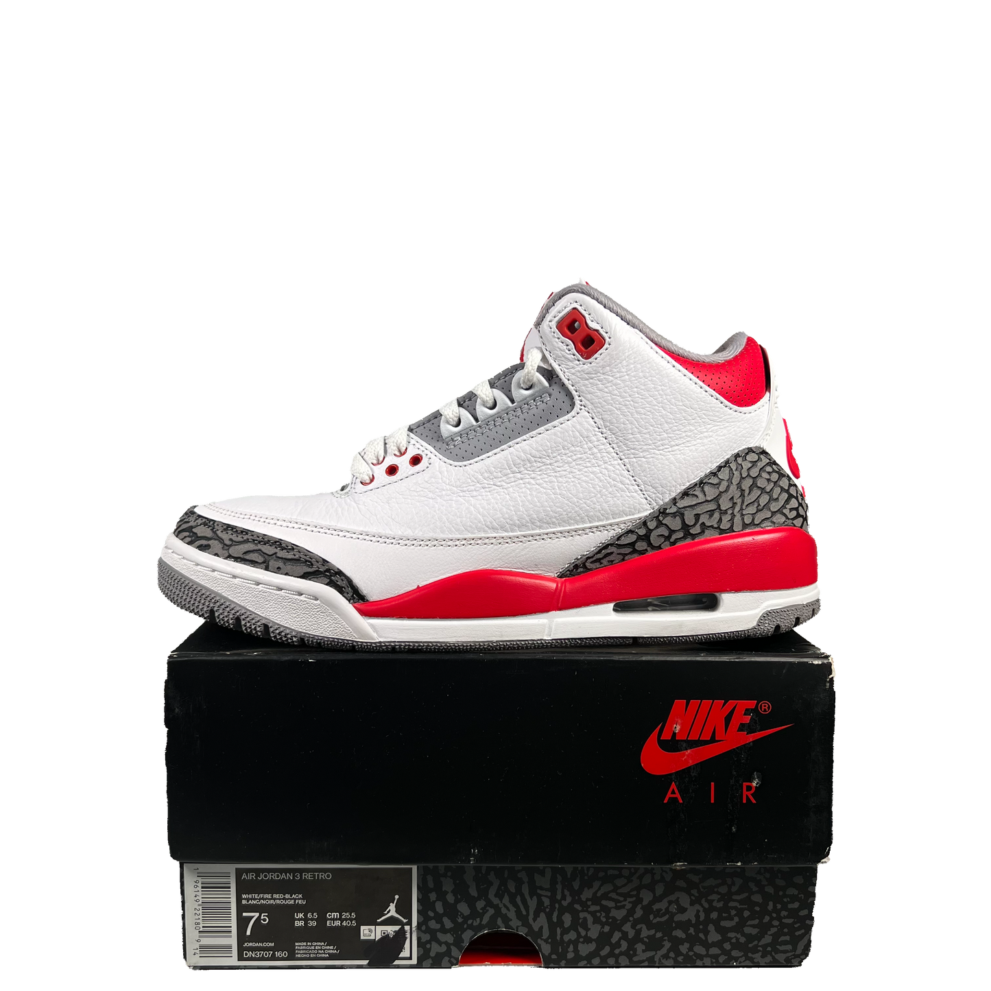 Jordan 3 Fire Red (2022) Size 7.5 USED s19968