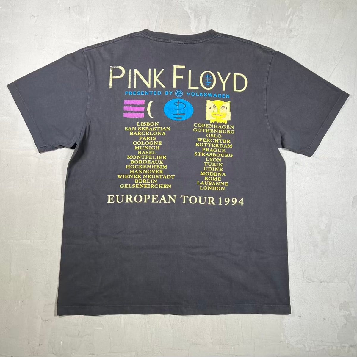 1994 Pink Floyd Division Bell Euro Tour Tee Black Size XL USED v20392