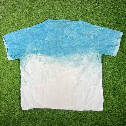 Vale Amelia Heart Blue Button Up Tee Size Medium USED x15159