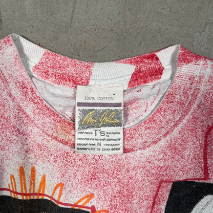 Michael Jordan Magic Johnson Tag Full Print 3 Point Shooting Tee Size Small USED v5101