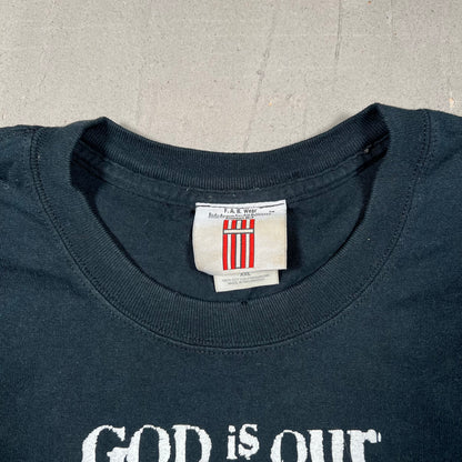 God is Our Refuge Jesus Weight Lifting Black Tee Size XXL USED v19044