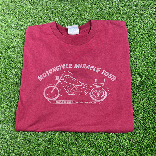 1990s Motorcycle Miracle Tour Maroon Tee Size XL USED v17741