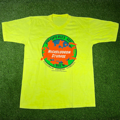 1990 Nickelodeon Studios Big Splat Neon Tee Size XL USED v16778