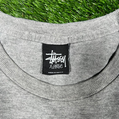 Y2K Stussy "Stand Firm" Dinosaur Grey Tee Size XL USED x14774