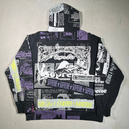 Supreme Collage Purple/Black Zip Up Hoodie Size XL USED x17292
