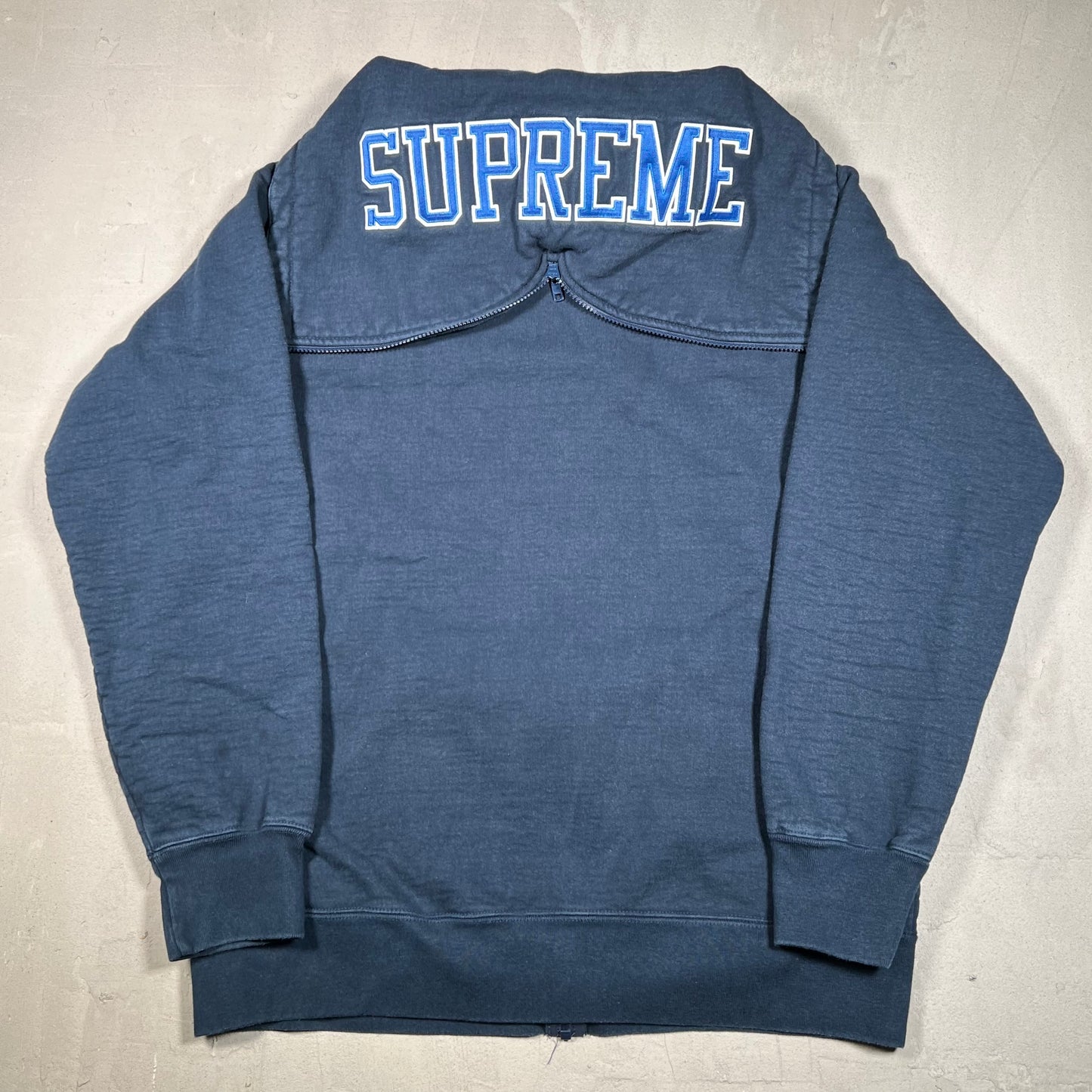 Supreme Zip Hooded Spellout Navy Blue Hoodie (2016) Size XL USED x16910