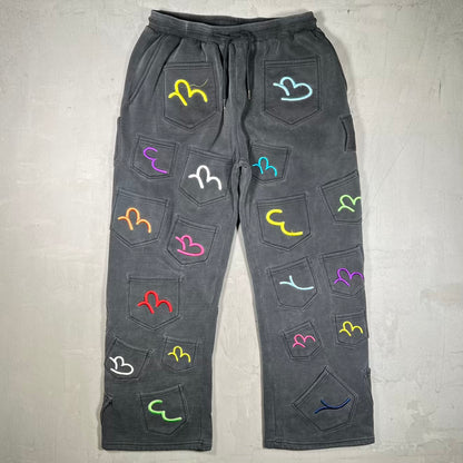 GV Gallery Raspberry Hills Multi Pocket Washed Black Sweatpants Size Small USED x18959