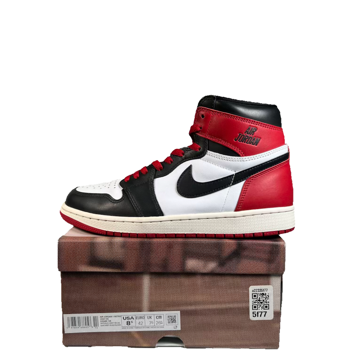 Jordan 1 High Black Toe Reimagined (2024) Size 8.5 USED s23578