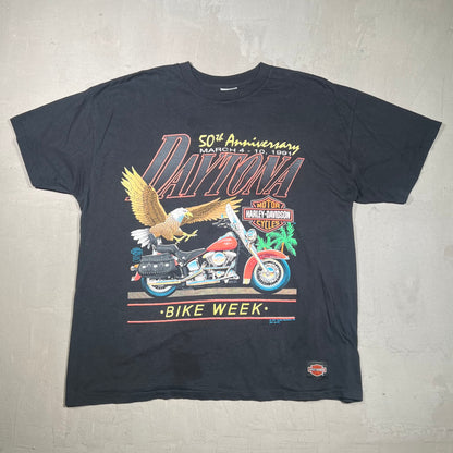 1991 Harkey Davidson Black 50th Anniversay Daytona Tee Size XXL USED v16845