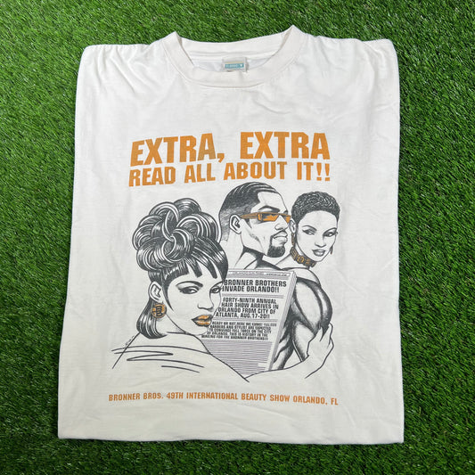 1996 "Extra Extra Read All About It" White Tee Size XL USED v17002