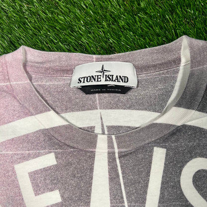 Stone Island Chest Print Logo White Tee Size XXL USED x16708