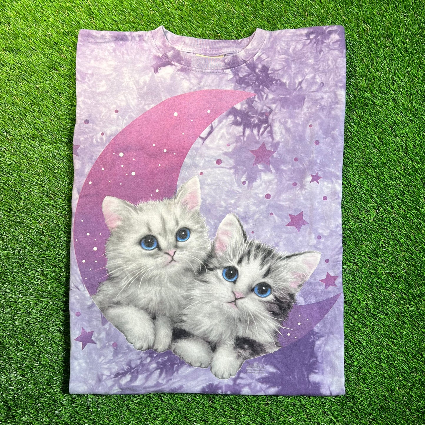 2002 The Mountain Cat on Moon Purple Tie Dye Tee Size XL USED v18818