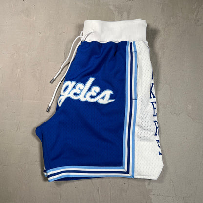 Just Don Mitchell & Ness Los Angeles Lakers Blue/White Shorts Size Large USED x17595